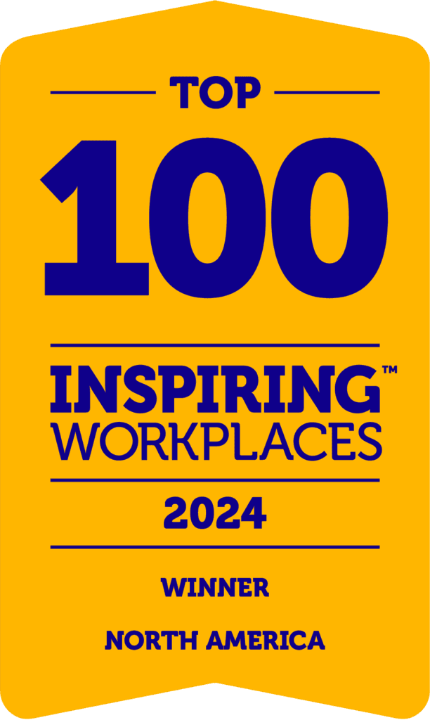 Award Ribbon for OneStream winning Top 100 Inspiring Workplaces in North America 2024