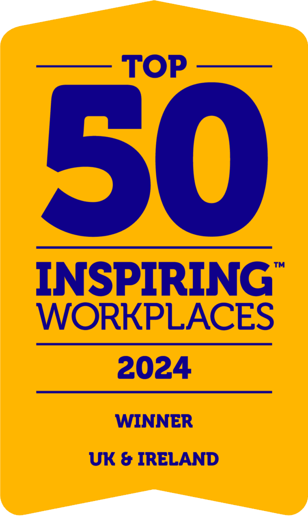 Award Ribbon for OneStream winning Top 50 Inspiring Workplaces in UK & Ireland 2024