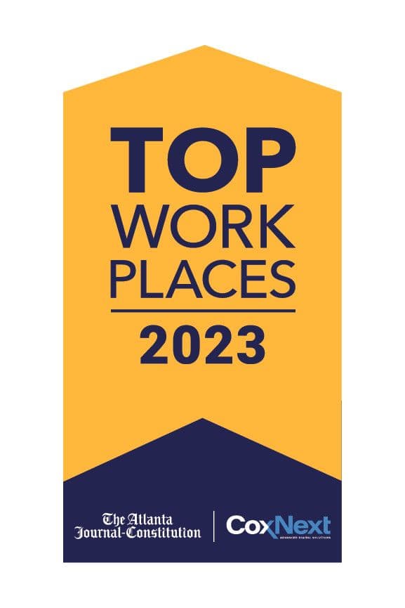 Award Ribbon for inclusion in The Atllanta Journal-Constitution's Top Work Places of 2023