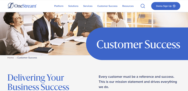 OneStream Customer Success Webpage